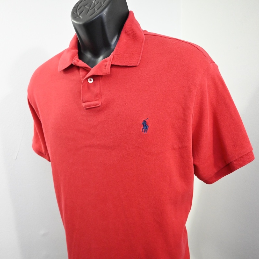 Polo Ralph Lauren Golf Polo Custom‎ Fit Mens Size Large Red Short Sleeve Cotton